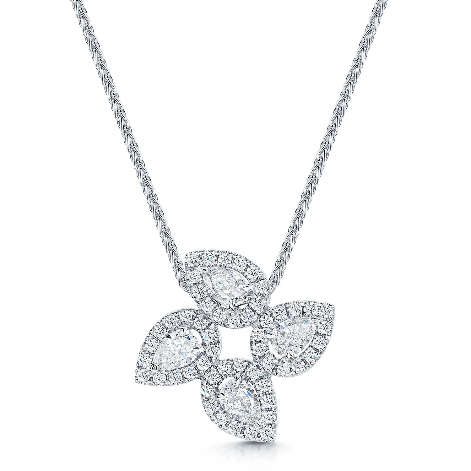 Berry's 18ct White Gold Pear Cut Diamond Teardrop Cluster Pendant - Berry's Jewellers