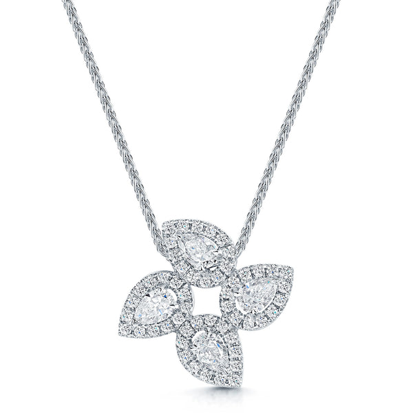 Berry's 18ct White Gold Pear Cut Diamond Teardrop Cluster Pendant - Berry's Jewellers