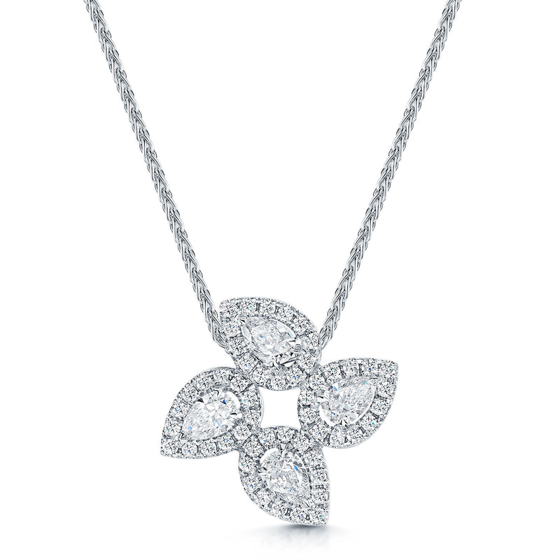 Berry's 18ct White Gold Pear Cut Diamond Teardrop Cluster Pendant - Berry's Jewellers