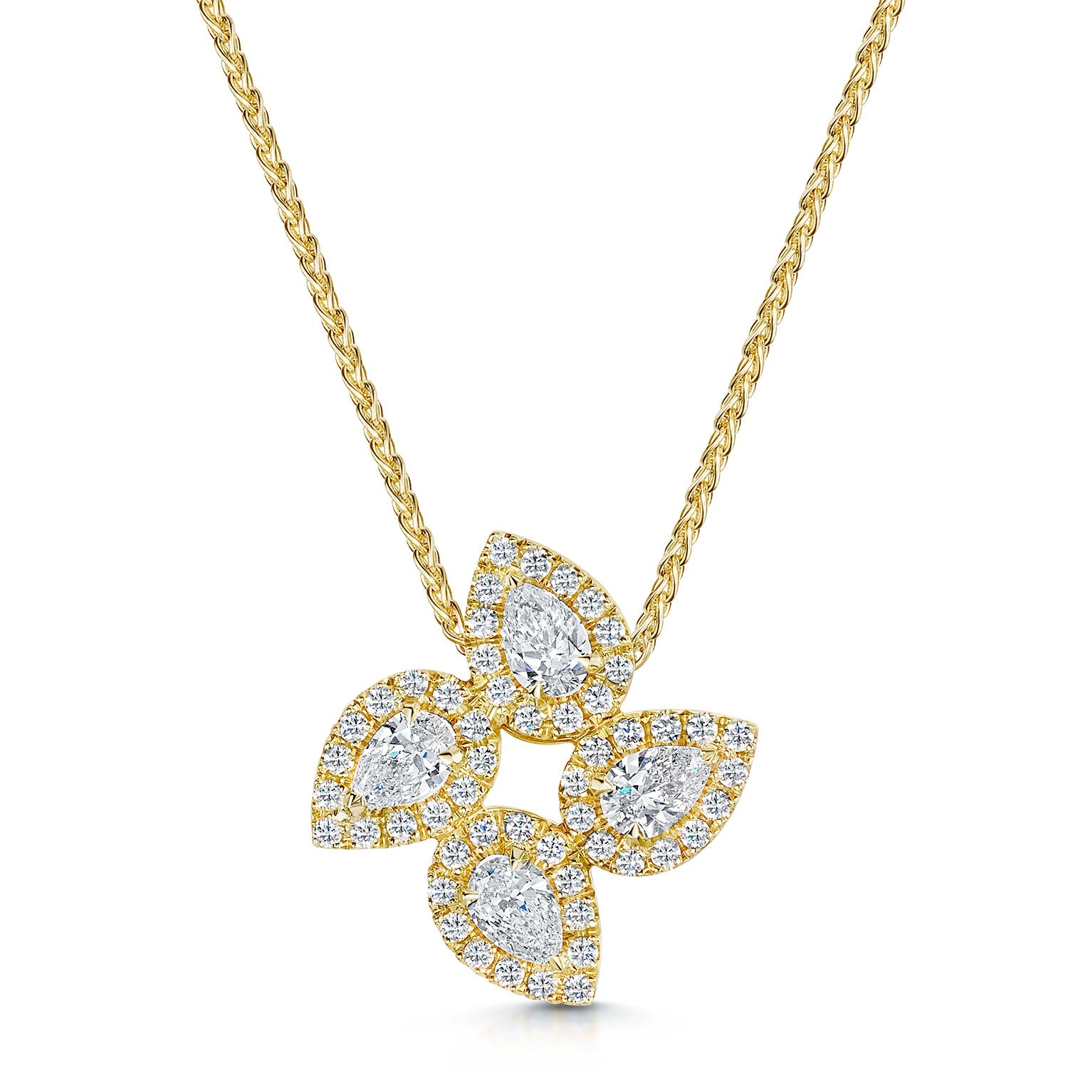 Berry's 18ct Yellow Gold Pear Cut Diamond Teardrop Cluster Pendant - Berry's Jewellers