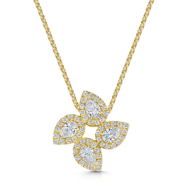 Berry's 18ct Yellow Gold Pear Cut Diamond Teardrop Cluster Pendant - Berry's Jewellers