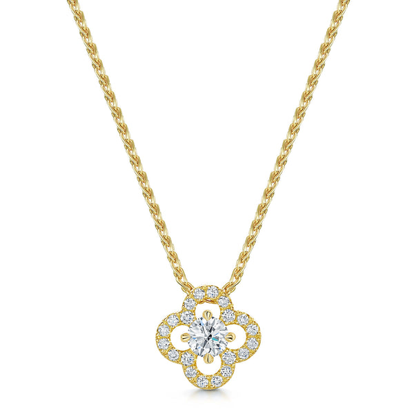 Berry's 18ct Yellow Gold Round Brilliant Cut Diamond Flower Cluster Pendant - Berry's Jewellers