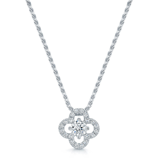 Berry's 18ct White Gold Round Brilliant Cut Diamond Flower Cluster Pendant - Berry's Jewellers