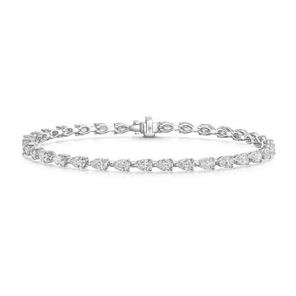Berry's Platinum Pear Cut Diamond Claw Set Tennis Bracelet - Berry's Jewellers