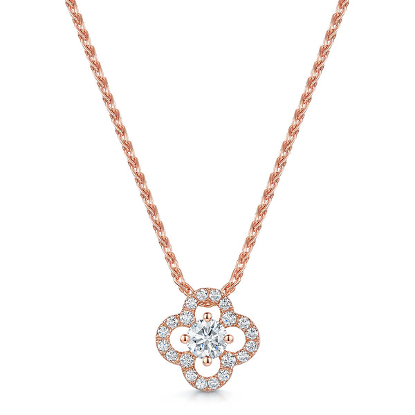 Berry's 18ct Rose Gold Round Brilliant Cut Diamond Flower Cluster Pendant - Berry's Jewellers