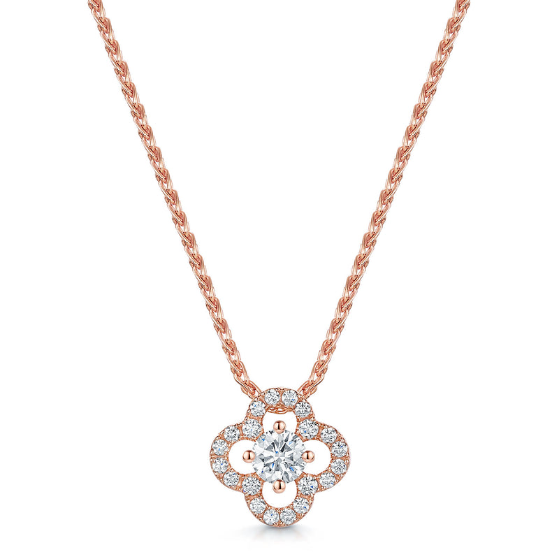 Berry's 18ct Rose Gold Round Brilliant Cut Diamond Flower Cluster Pendant - Berry's Jewellers