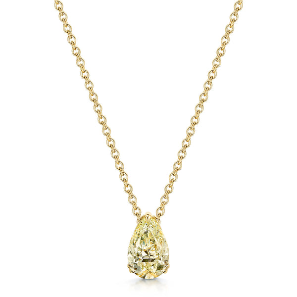 Berry's 18ct Yellow Gold Pear Cut Light Yellow Diamond Single Stone Pendant - Berry's Jewellers
