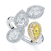 Berry's 18ct White and Yellow Gold Fancy Yellow Pear Cut Diamond With Three Off Set Pear Cut Diamond Halo Ring - Berry's Jewellers