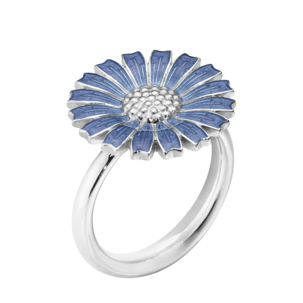 Georg Jensen Daisy Silver And Blue Enamel Ring - Berry's Jewellers