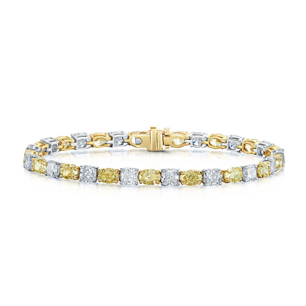 Berry's Platinum & 18ct Yellow Gold Oval Yellow Diamond Tennis Bracelet - Berry's Jewellers