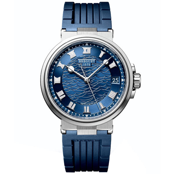 Breguet Marine 40mm Blue Dial 18ct White Gold Automatic Rubber Strap Watch - Berry's Jewellers