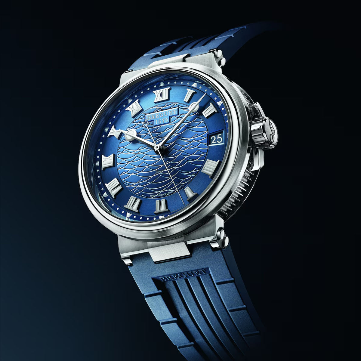 Breguet Breguet Marine 40mm Blue Dial 18ct White Gold Automatic Rubber Strap Watch - Berry's Jewellers