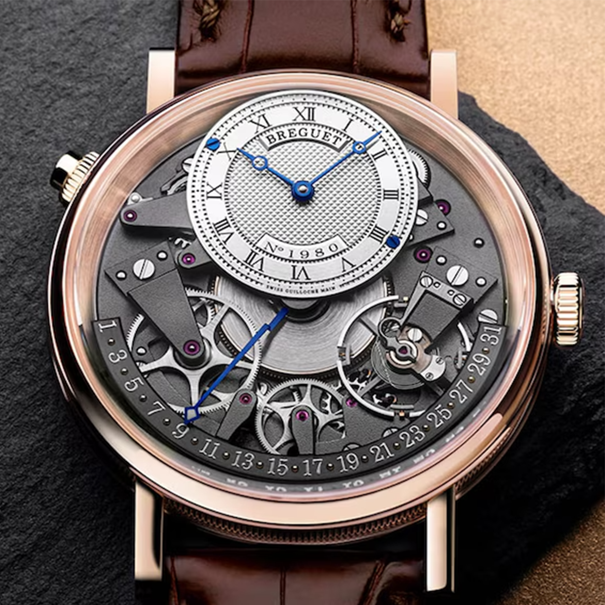 Breguet Tradition Quantieme 18ct Rose Gold Automatic Strap Watch - Berry's Jewellers