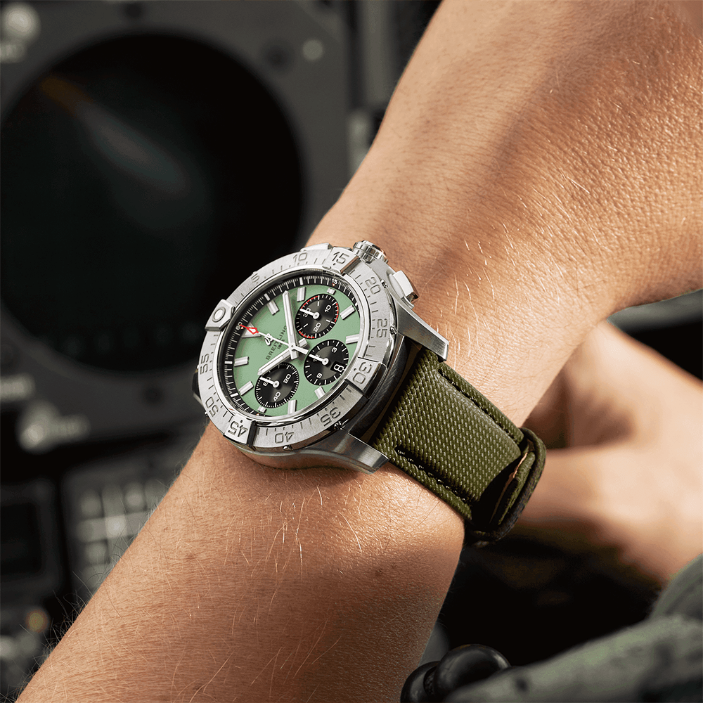 Breitling Avenger 44mm Green Dial Automatic Chronograph Strap Watch - Berry's Jewellers
