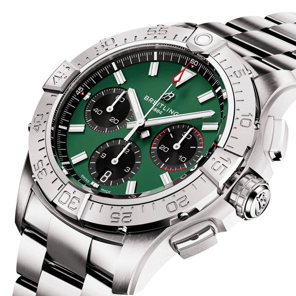 Breitling Avenger Chronograph 42mm Green Dial Automatic Bracelet Watch - Berry's Jewellers