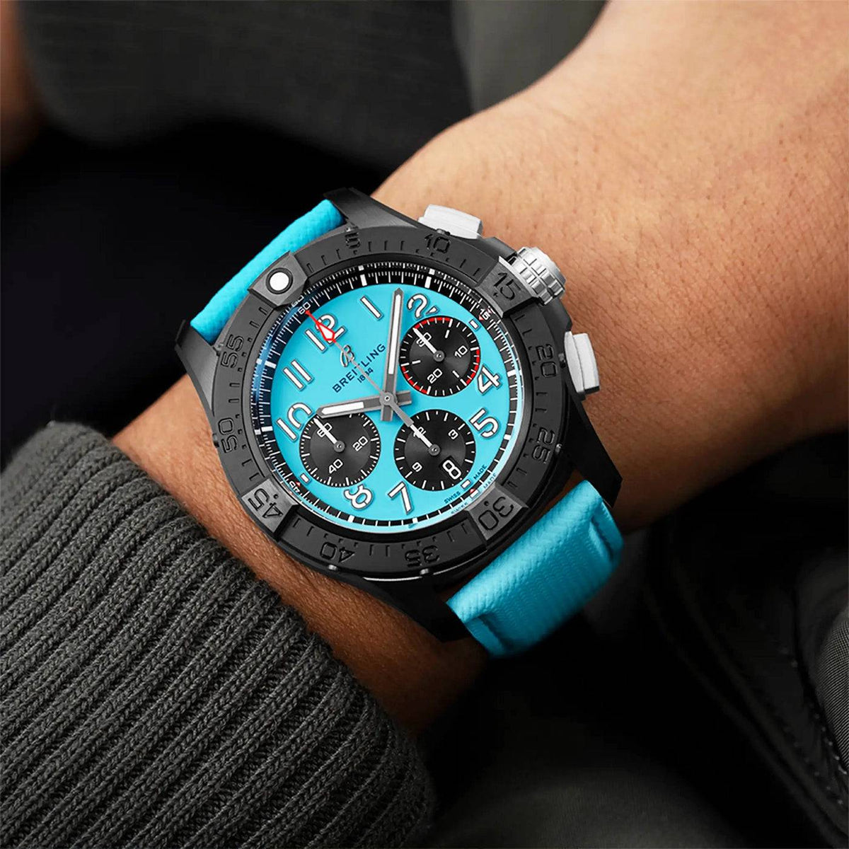 Breitling Avenger Night Mission Chronograph 42mm Turquoise Dial Watch - Berry's Jewellers