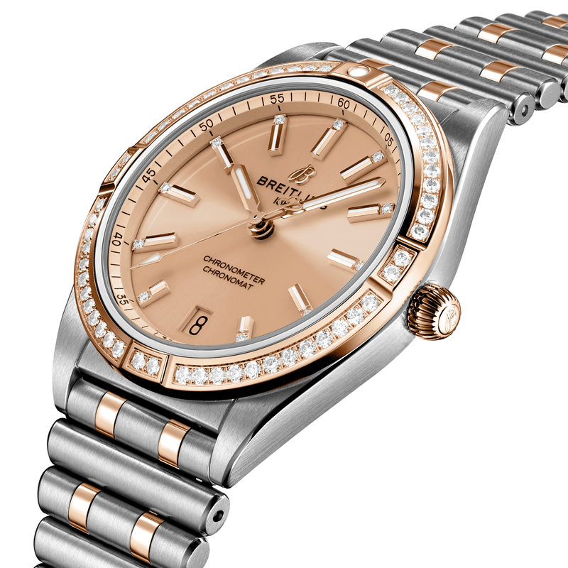 Breitling Chronomat 36mm Two-Tone Gold Diamond Dial & Bezel Bracelet Watch - Berry's Jewellers