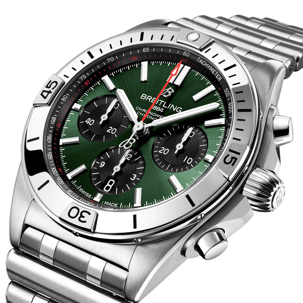 Breitling Chronomat B01 42mm Deep Green Dial Automatic Chronograph Watch - Berry's Jewellers