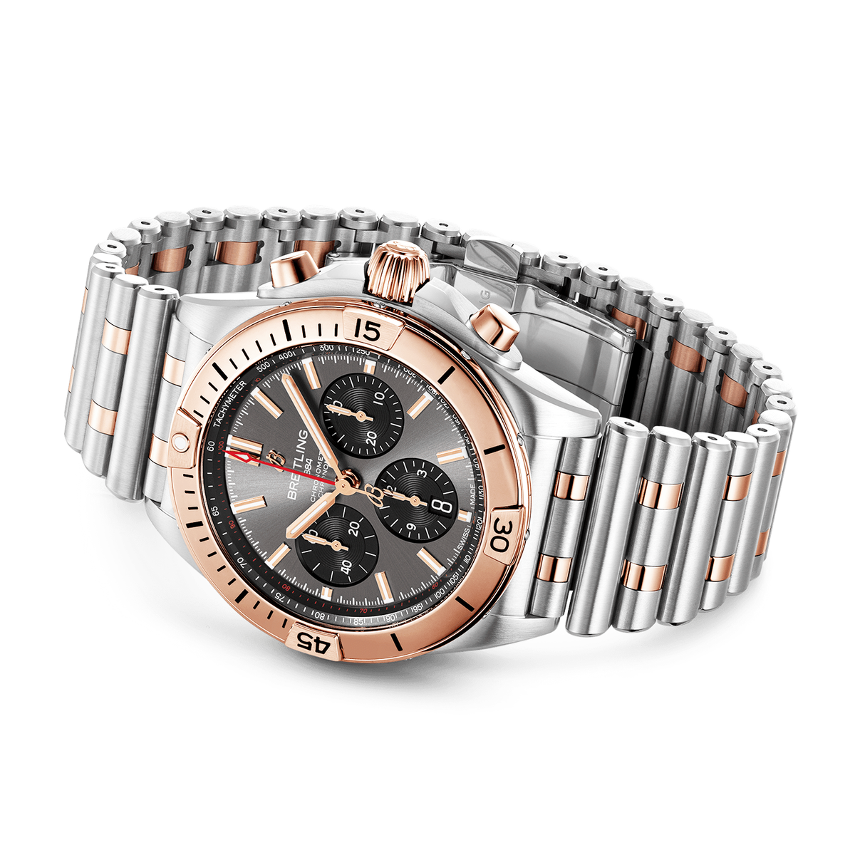 Breitling Chronomat B01 42mm Two-Tone Grey Dial Men's Chronograph Watch - Berry's Jewellers