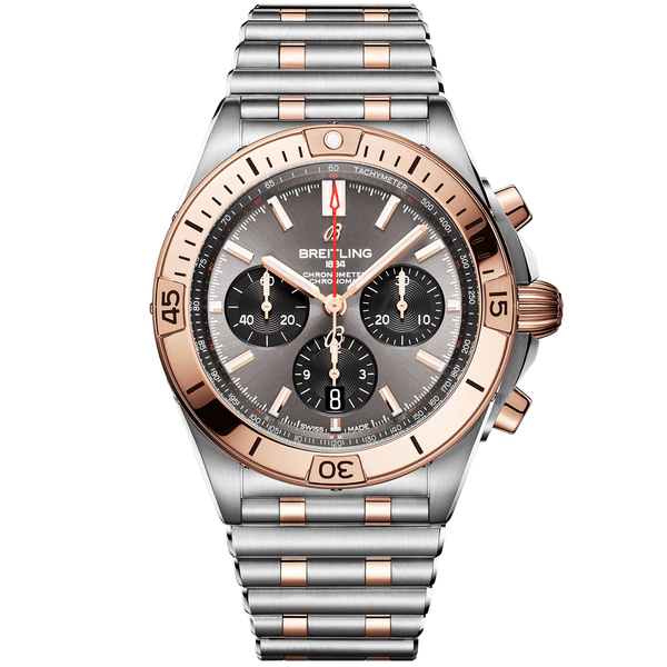 Breitling Chronomat B01 42mm Two-Tone Grey Dial Men's Chronograph Watch - Berry's Jewellers