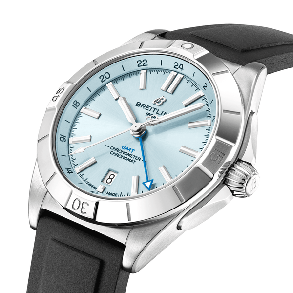 Breitling Chronomat GMT Platinum 40mm Ice Blue Dial Men's Strap Watch - Berry's Jewellers