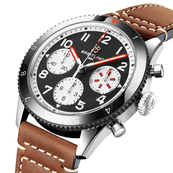 Breitling Classic AVI Mosquito 42mm Black Dial Men's Chronograph Strap Watch - Berry's Jewellers