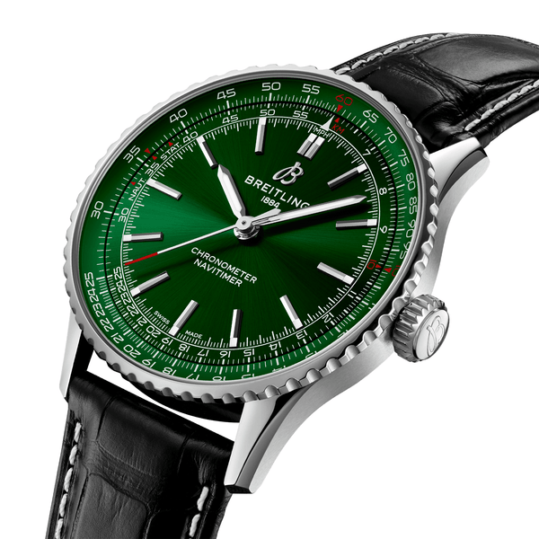 Breitling Navitimer 41mm Green Dial Men's Automatic Strap Watch - Berry's Jewellers