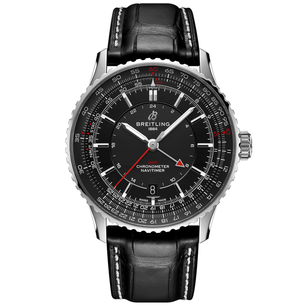 Breitling Navitimer GMT 41mm Black Dial Men's Automatic Strap Watch - Berry's Jewellers