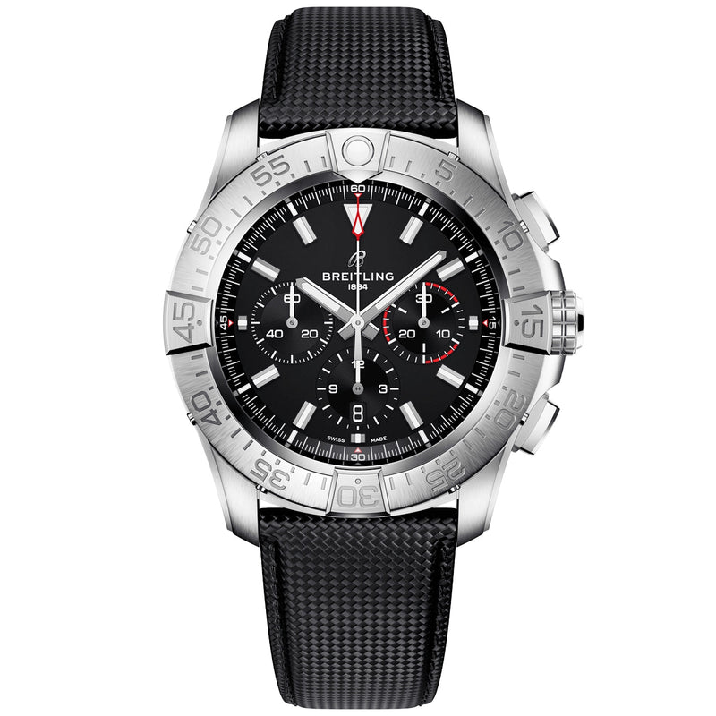 Breitling Super Avenger Chronograph 46mm Titanium Black Dial Strap Watch - Berry's Jewellers