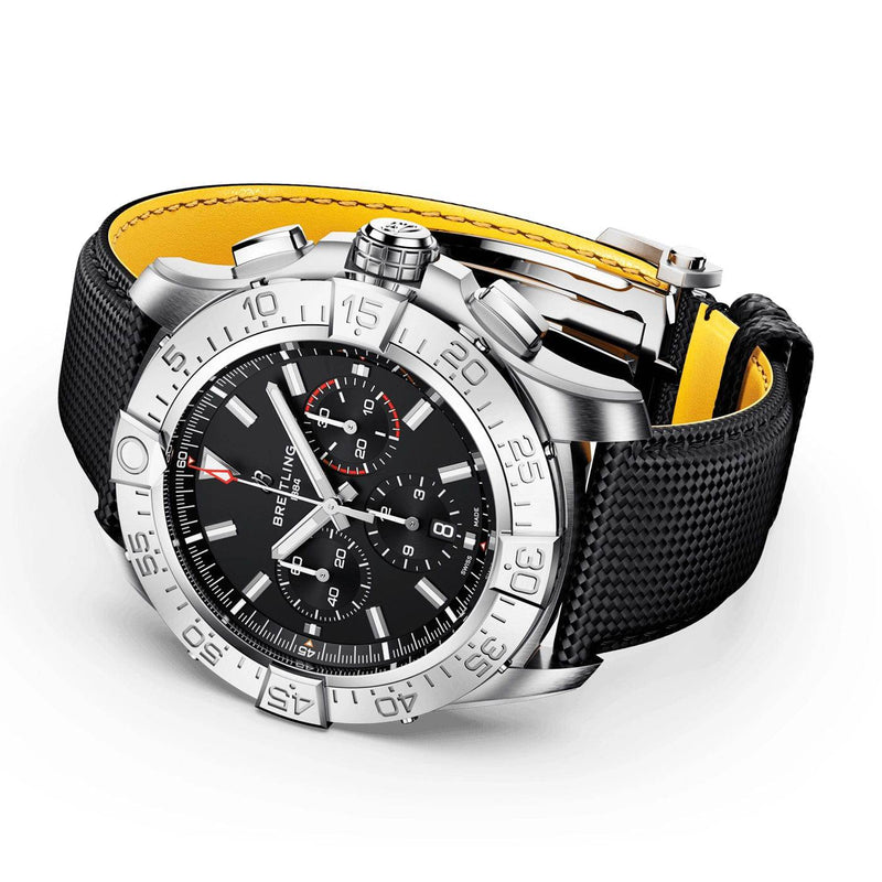 Breitling Super Avenger Chronograph 46mm Titanium Black Dial Strap Watch - Berry's Jewellers