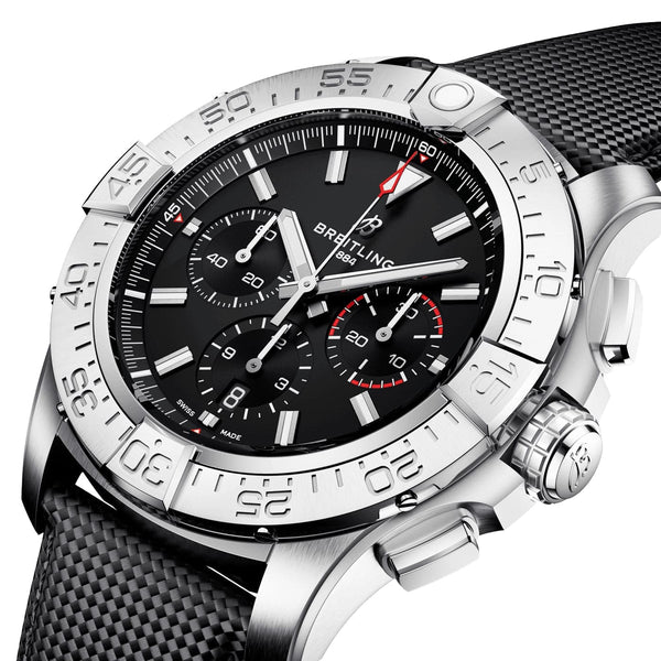 Breitling Super Avenger Chronograph 46mm Titanium Black Dial Strap Watch - Berry's Jewellers