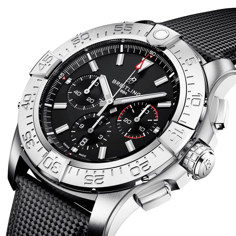 Breitling Super Avenger Chronograph 46mm Titanium Black Dial Strap Watch - Berry's Jewellers