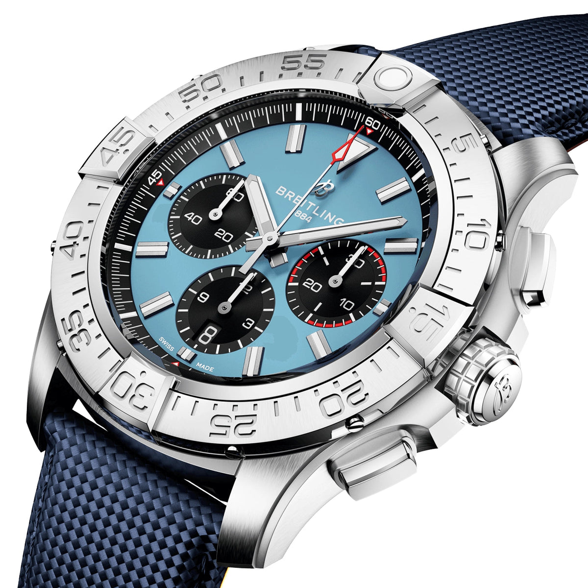 Breitling Super Avenger Chronograph 46mm Titanium Blue Dial Strap Watch - Berry's Jewellers