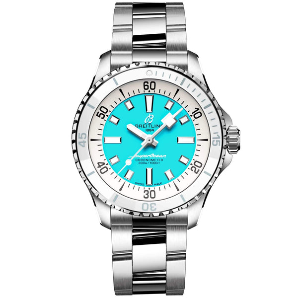 Breitling Superocean 36mm Turquoise Dial Ladies Automatic Bracelet Watch - Berry's Jewellers