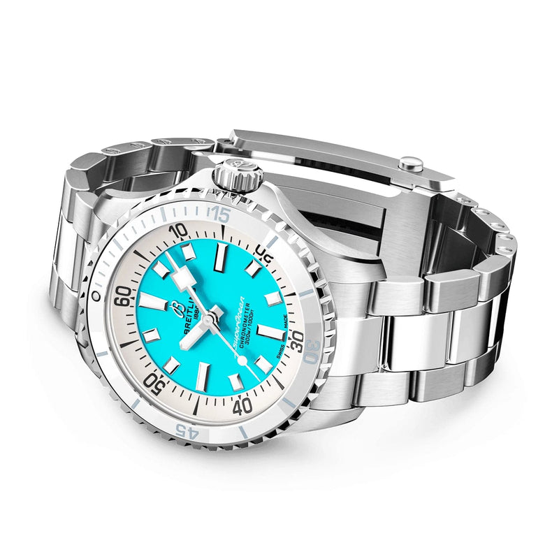Breitling Superocean 36mm Turquoise Dial Ladies Automatic Bracelet Watch - Berry's Jewellers