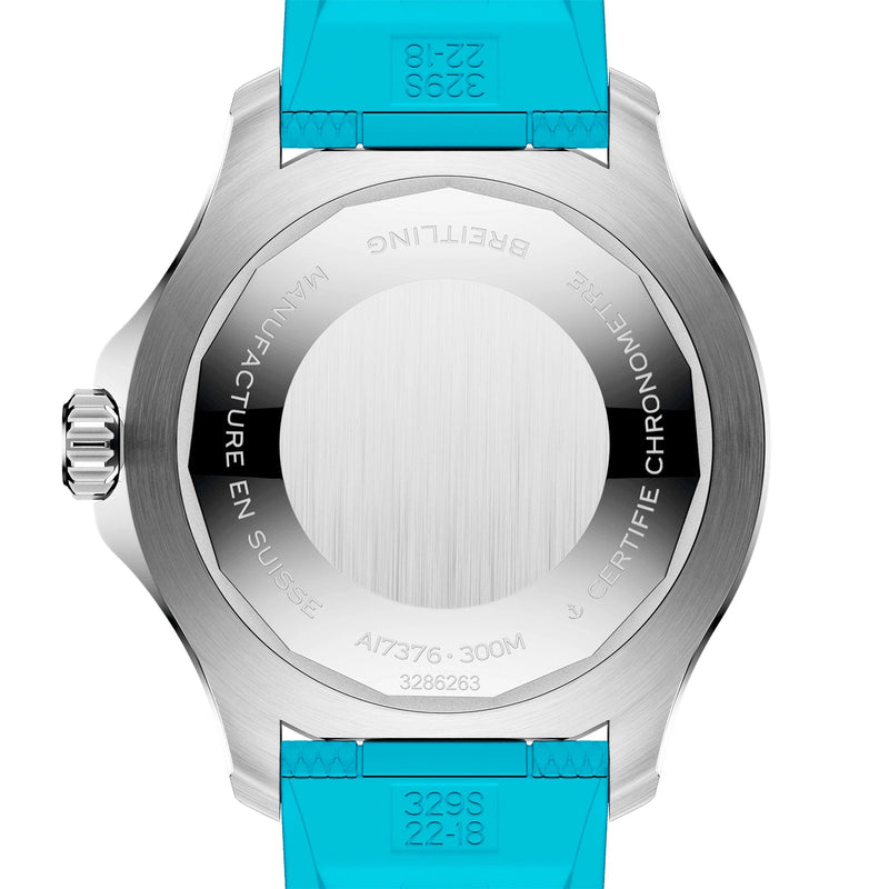 Breitling Superocean 44mm Turquoise Dial Men's Automatic Rubber Strap Watch - Berry's Jewellers