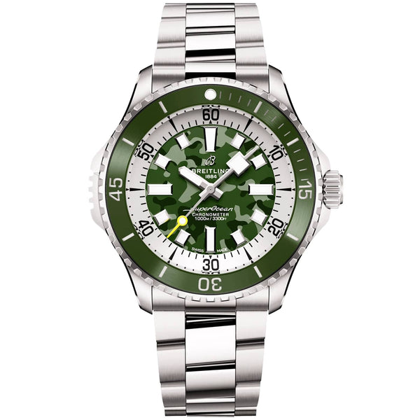 Breitling Superocean Super Diver 46mm Green Camo Dial Bracelet Watch - Berry's Jewellers