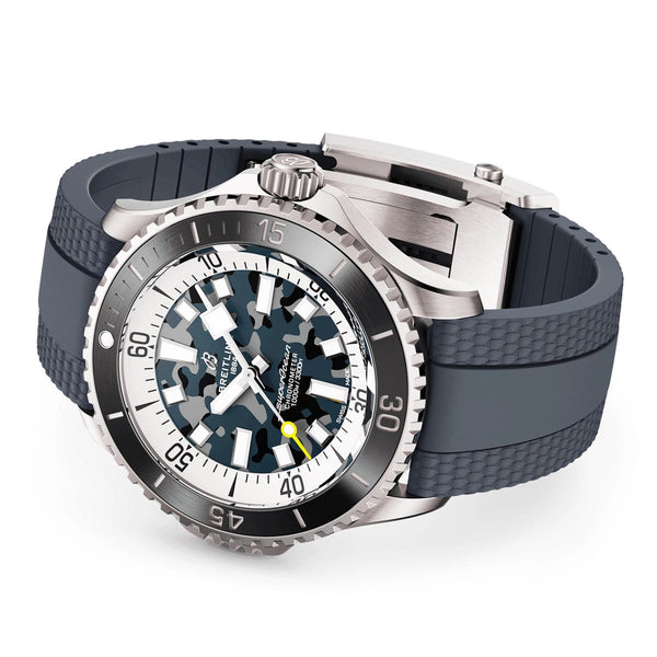 Breitling Superocean Super Diver 46mm Grey Camo Dial Rubber Strap Watch - Berry's Jewellers