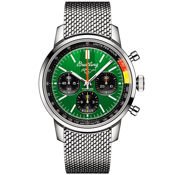 Breitling Top Time B01 Ford Mustang 41mm Green Dial Bracelet Watch - Berry's Jewellers