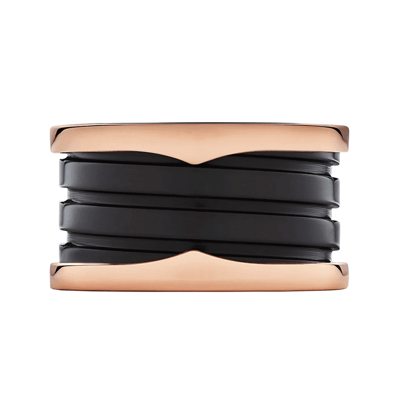Bvlgari B.Zero1 18ct Rose Gold & Black Ceramic Four Band Ring - Berry's Jewellers