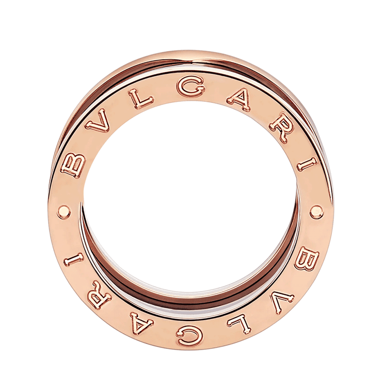 Bvlgari B.Zero1 18ct Rose Gold & Black Ceramic Four Band Ring - Berry's Jewellers
