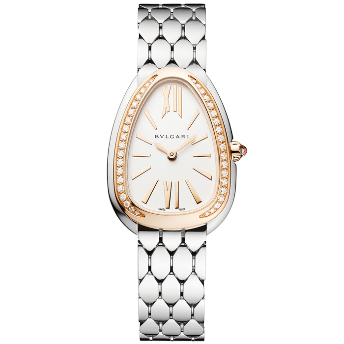 Bvlgari Serpenti Seduttori White Dial Two Tone Steel Strap Watch for Women - SERPENTI103277