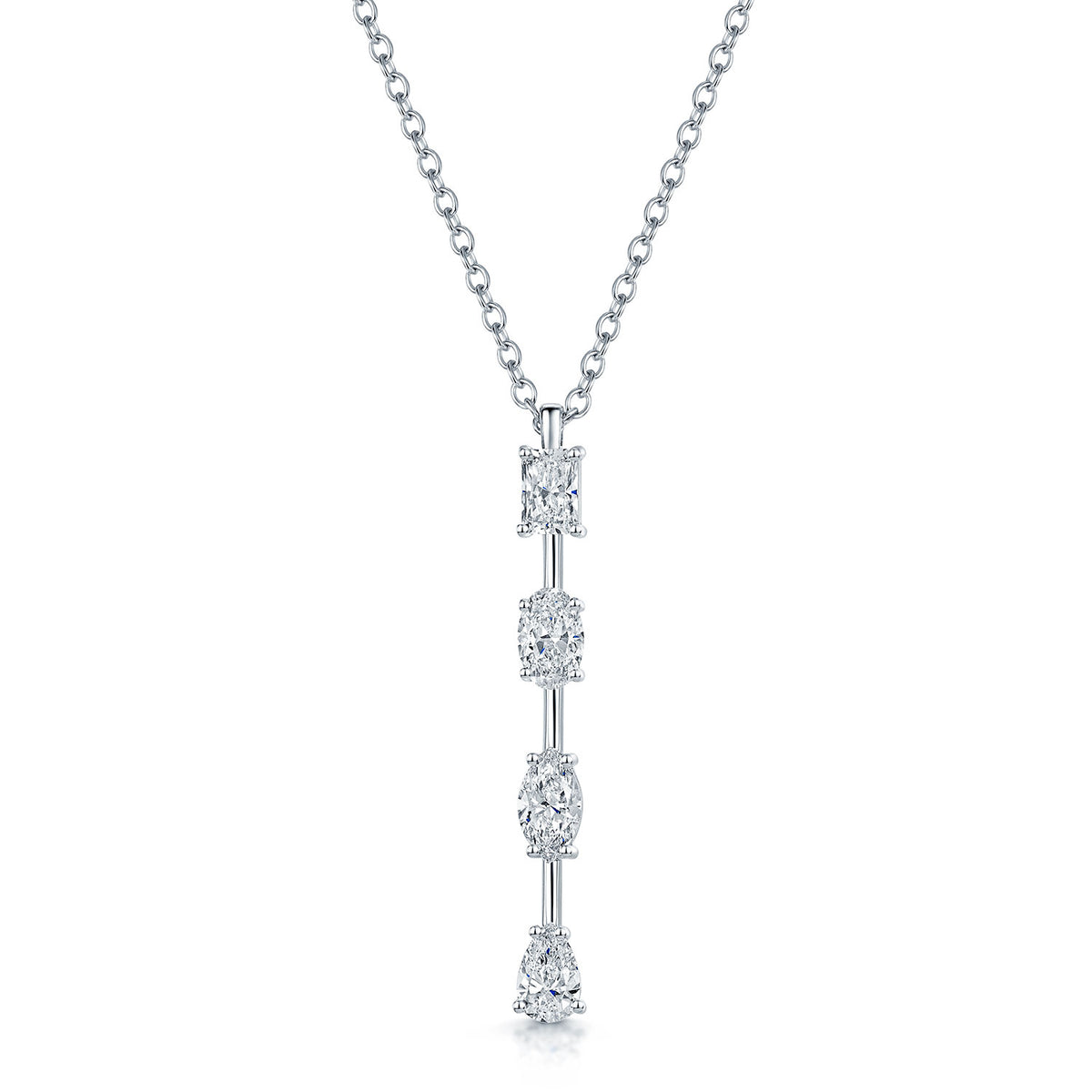 Berry's 18ct White Gold Mixed Cut Diamond Drop Pendant - Berry's Jewellers