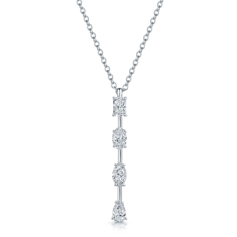Berry's 18ct White Gold Mixed Cut Diamond Drop Pendant - Berry's Jewellers