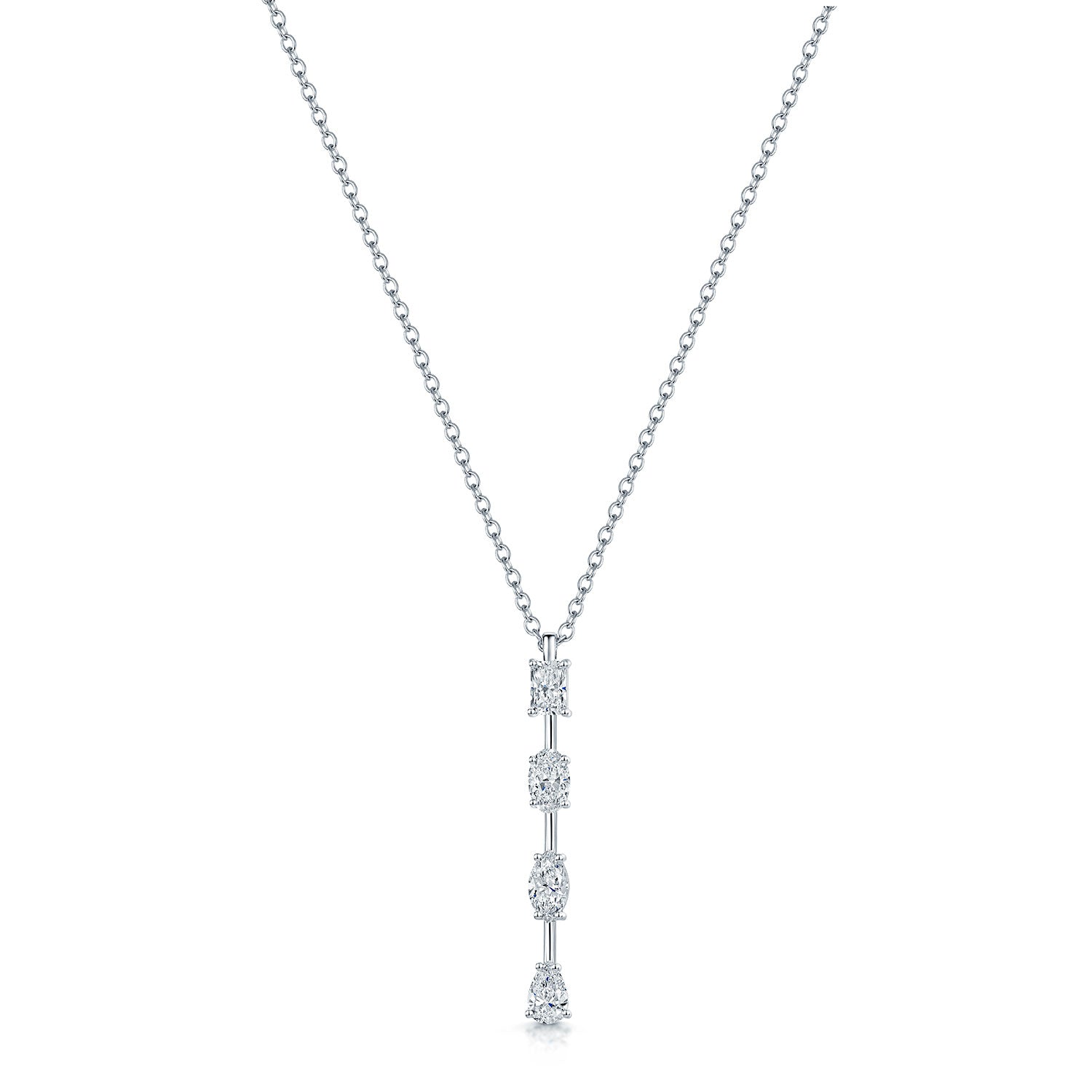 Berry's 18ct White Gold Mixed Cut Diamond Drop Pendant - Berry's Jewellers