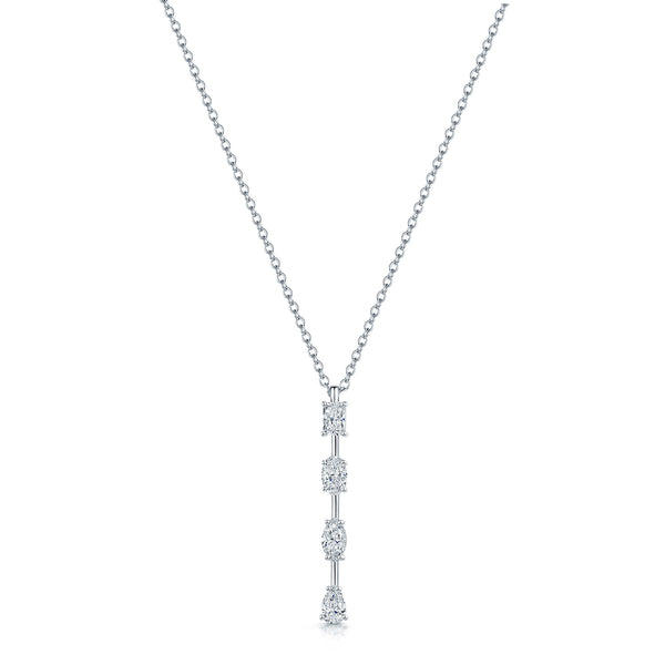 Berry's 18ct White Gold Mixed Cut Diamond Drop Pendant - Berry's Jewellers