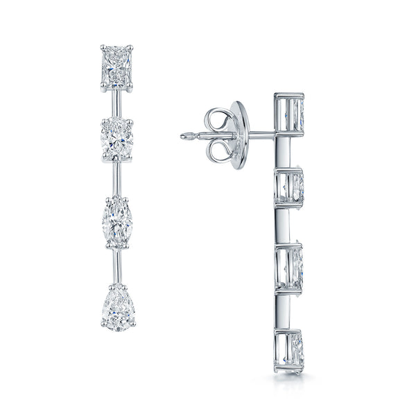 Berry's 18ct White Gold Mixed Cut Diamond Drop Earrings - Berry's Jewellers
