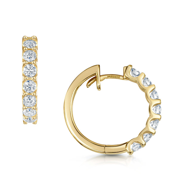 Berry's 18ct Yellow Gold Round Brilliant Cut Diamond Hoop Earrings - Berry's Jewellers