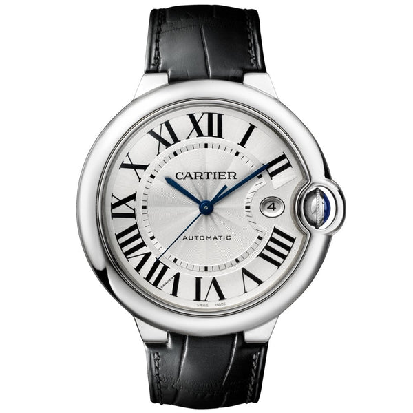 Cartier Ballon Bleu de Cartier 42mm Silver Dial Men's Automatic Leather Strap Watch - Berry's Jewellers