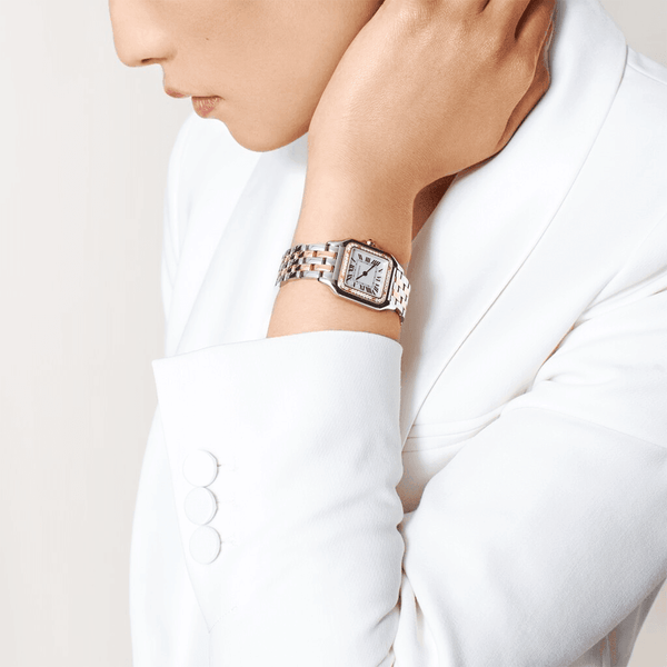 Cartier Panthère de Cartier Medium 18ct Rose Gold & Steel Diamond Bezel Watch - Berry's Jewellers